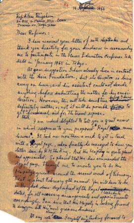 ร่างจดหมายจาก Mr. Prasidh Silapabanleng ถึง Prof. Klaus Pringsheim