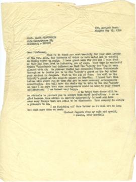 สำเนาจดหมายจาก Mr. Prasidh Silapabanleng ถึง Prof. Klaus Pringsheim