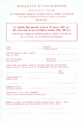 BULLETIN D'INSCRIPTION