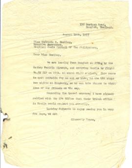 สำเนาจดหมายจาก Mr. Prasidh Silapabanleng ถึง Miss Lucrecia R. Kasilag