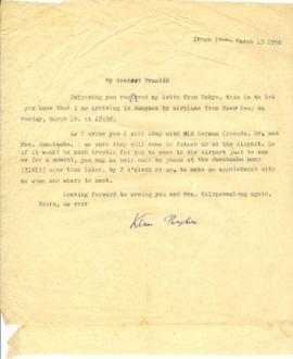 จดหมายจาก Prof. Klaus Pringsheim ถึง Mr. Prasidh Silapabanleng