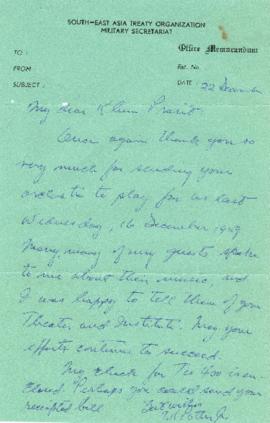 จดหมายจาก Mr. Potter ถึง Mr. Prasidh Silapabanleng