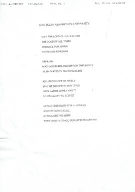 โน๊ตเพลง God Bless Assumption University ฉบับ 1