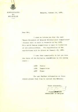 สำเนาจดหมายจาก Mr. Pierre Branchart ถึง Mr. Prasidh Silapabanleng