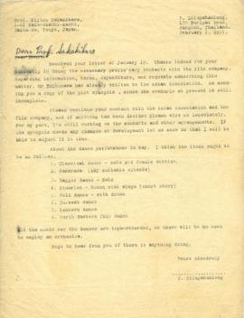 ร่างจดหมายจาก Mr. Prasidh Silapabanleng ถึง Prof. Kiitsu Sakakibara