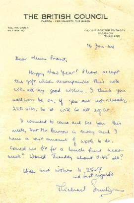 จดหมายจาก สถานทูต ถึง Mr. Prasidh Silapabanleng