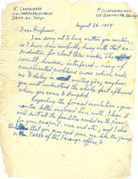 ร่างจดหมายจาก Mr. Prasidh Silapabanleng ถึง Prof. Sakakibara