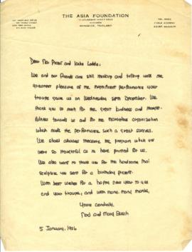 จดหมายจาก Noel and Mary Busch ถึง Nai Prasidh and Khun Ladda