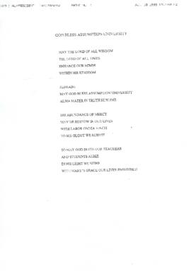 เอกสารแฟกซ์จากอัสสัมชัญถึง ดร.กุลธร ส่งเนื้อเพลงและโน๊ตเพลง