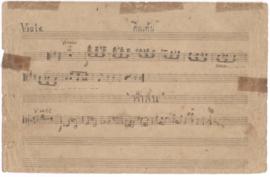 โน้ตเพลง เพลงตื่นเต้น, เพลงฟ้าลั่น : Viola part / ด้านหลัง เพลงโศก : Viola part