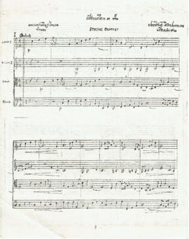 โน้ตเพลง เสี่ยงเทียน 3 ชั้น : String Quartet (ต้นฉบับลายมือ ไม่สมบูรณ์)