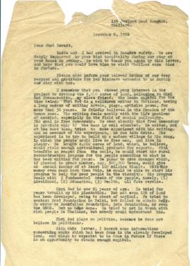 สำเนาจดหมายจาก Mr. Prasidh Silapabanleng ถึง Mr. Navnit Parekh