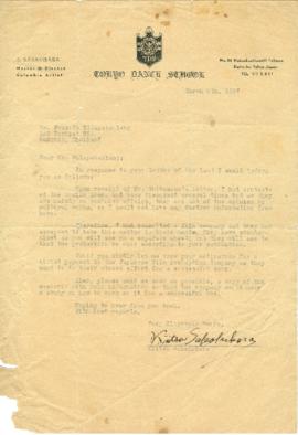 จดหมายจาก Prof. Kiitsu Sakakibara  ถึง Mr. Prasidh Silapabanleng