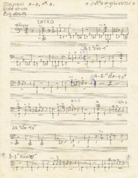 โน้ตเพลง เลือดสุพรรณ : Timpani, Side drum, Big drum part