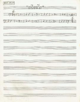โน้ตเพลง เกวียนวิ่ง : Bass Drum part  (คัดลอกลายมือ)