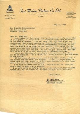 จดหมายจาก Kunitoshi Mikani  ถึง Mr. Prasidh Silapabanleng