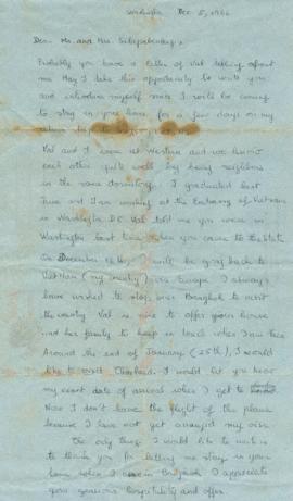 จดหมายจาก Miss Nguyeu Le Tuyet ถึง Mr. and Mrs. Silapabanleng