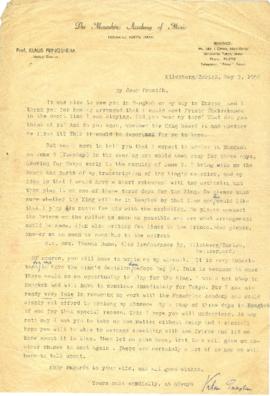 จดหมายจาก Prof. Klaus Pringsheim ถึง Mr. Prasidh Silapabanleng