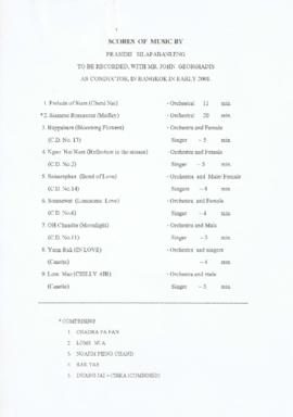 Score of Music By Prasidh to be Recorded with Mr.John Georgiadis