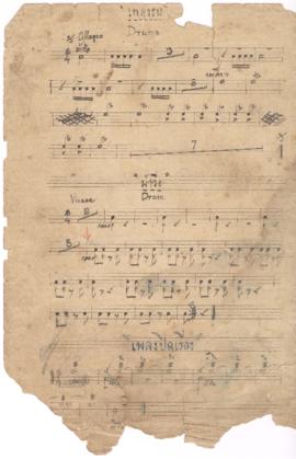 โน้ตเพลง เพลงรบ, เพลงม้าวิ่ง, เพลงปิดเรื่อง : Drums part